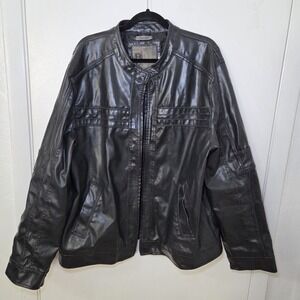 VTG BKE Black Faux Leather Moto Jacket XXL Mens Athletic‎ Fit Zip